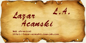 Lazar Ačanski vizit kartica